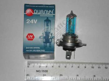 Лампа фари (Дiалуч) 24V 100/80W Р43Т (H4) Crystal 24105