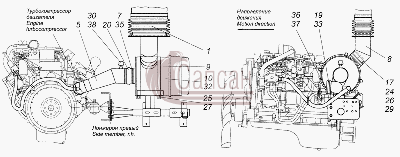 4308-1109001-02 Установка воздушного фильтраКамАЗ-4308 (2008)