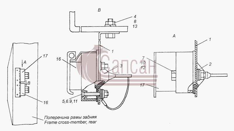 43114-3723003-70 Установка розеток прицепаКамАЗ-4308 (2008)