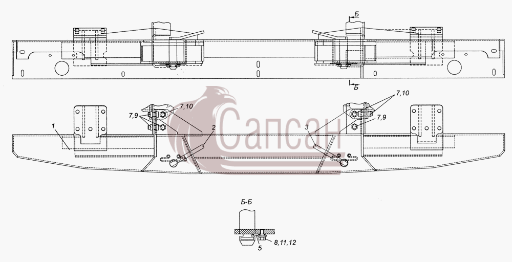 4308-2801003-10 Установка буксирной поперечиныКамАЗ-4308 (2008)