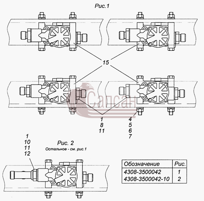 Установка модуляторов АБС 4308-3500042КамАЗ 4308
