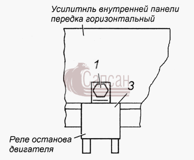 Установка реле электромагнитного клапана останова двигателя Э4308-3747002КамАЗ 4308