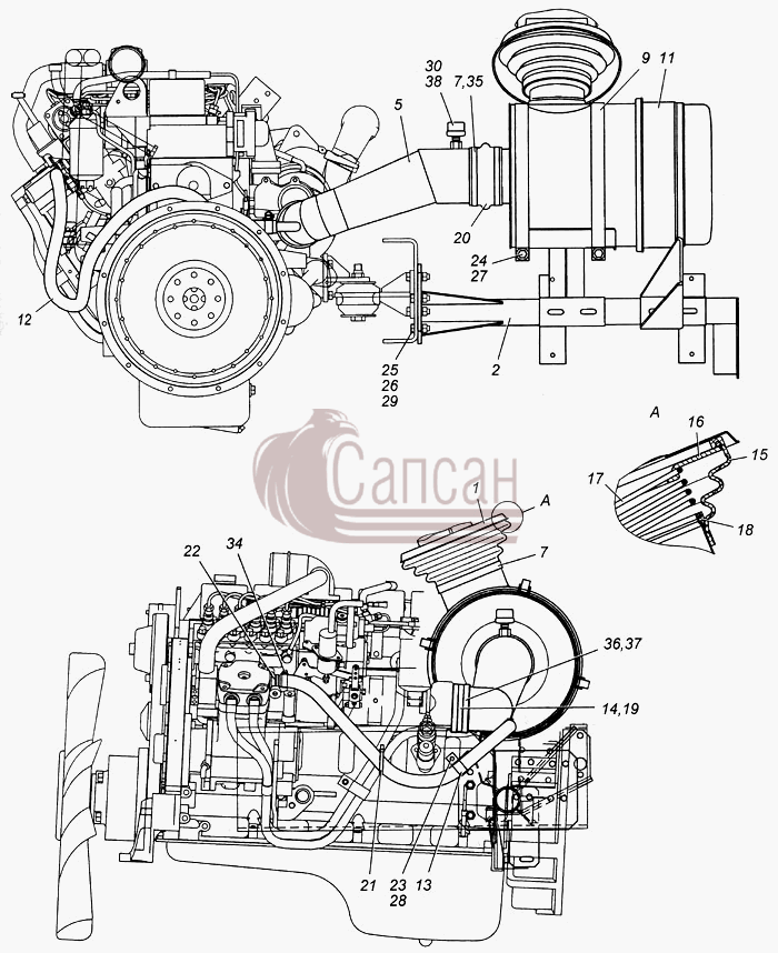 Установка воздушного фильтра Э4308-1109001КамАЗ 4308
