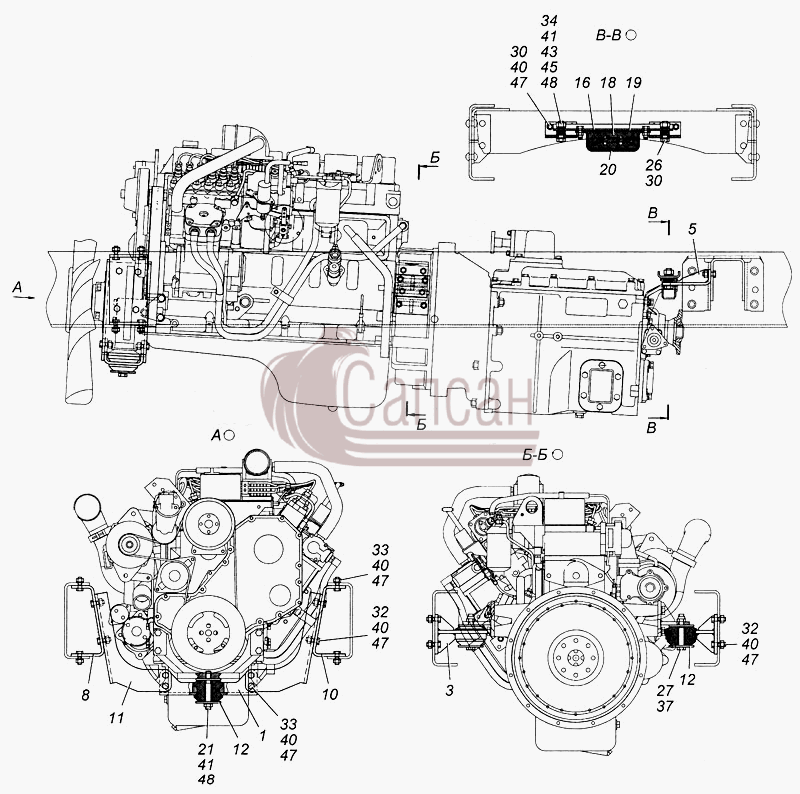 Установка силового агрегата 4308-1001005КамАЗ 4308