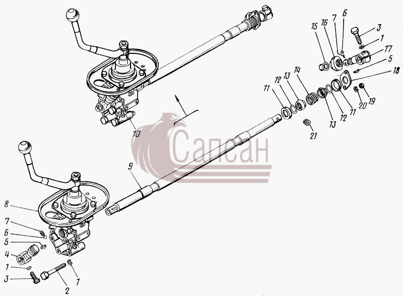 Привод управления механизмом переключения передач 14.1703006КамАЗ 43101