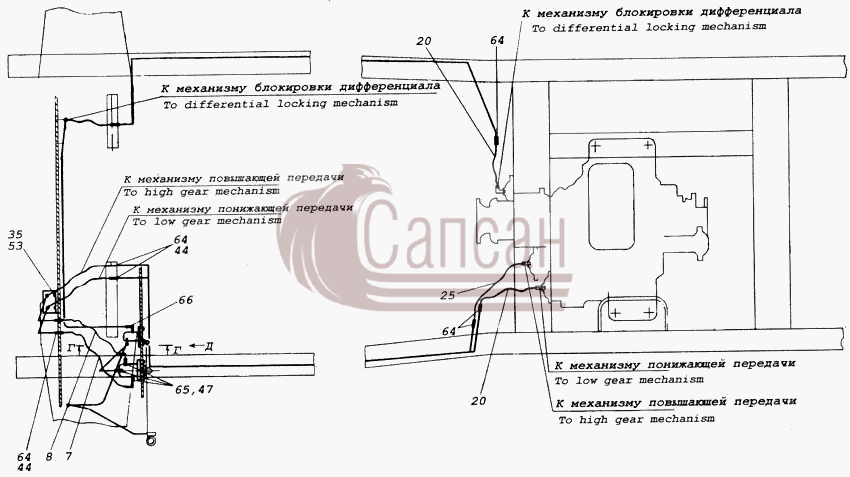 Установка управления раздаточной коробкойКамАЗ 43114
