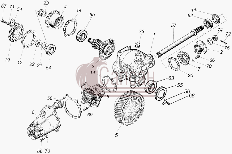 Передача главная среднего мостаКамАЗ 43118