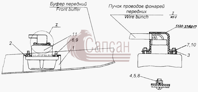 Установка фонарей переднихКамАЗ 43114