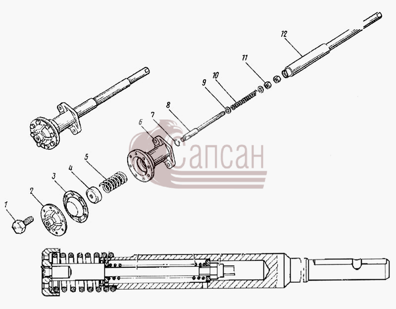 Механизм выключения высшей передачи раздаточной коробкиКамАЗ 4326