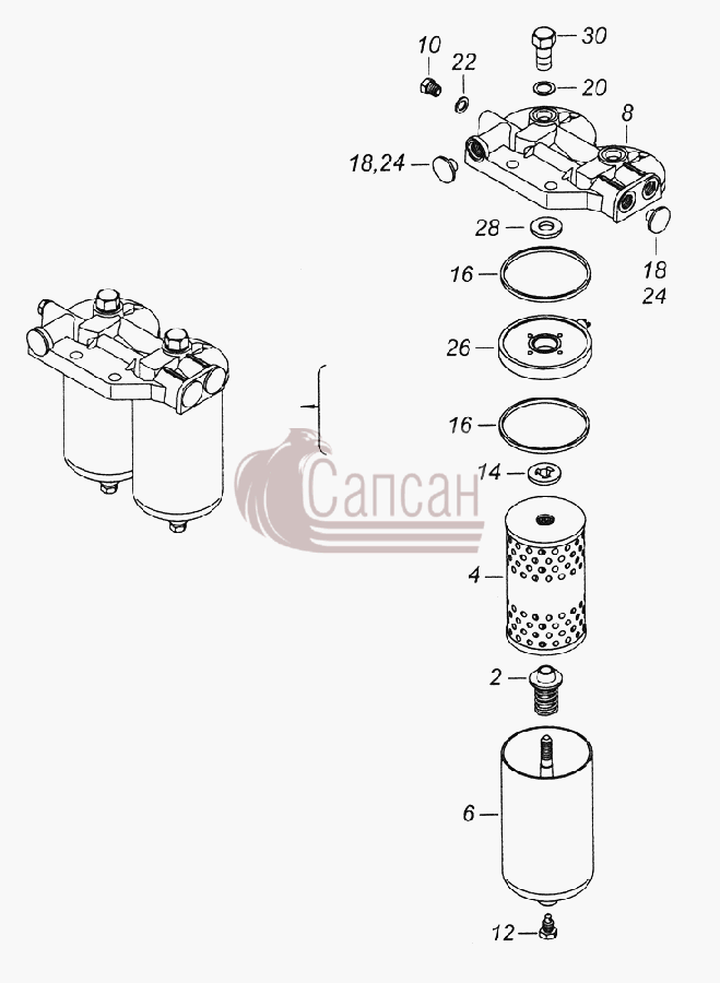 740.51-1117010 Фильтр тонкой очистки топливаКамАЗ-43261 (Евро-1, 2)