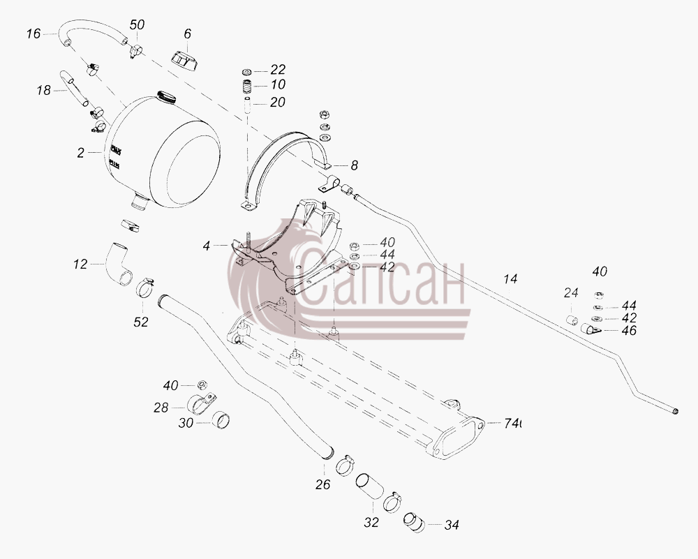 54115-1311005-10 Установка расширительного бачкаКамАЗ-43261 (Евро-1, 2)