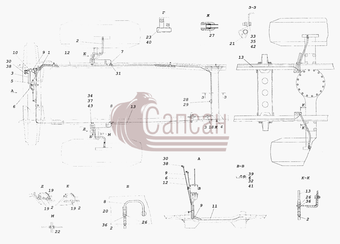 4326-3125005 Установка системы накачки шинКамАЗ-43261 (Евро-1, 2)