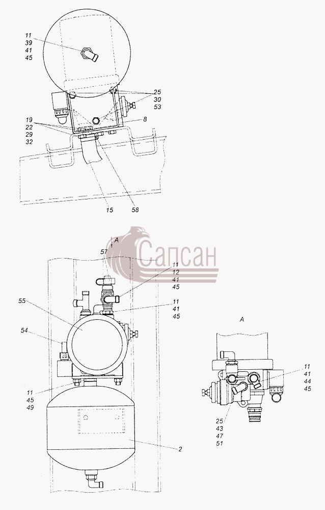 54115-3500011-17 Установка осушителяКамАЗ-43261 (Евро-1, 2)
