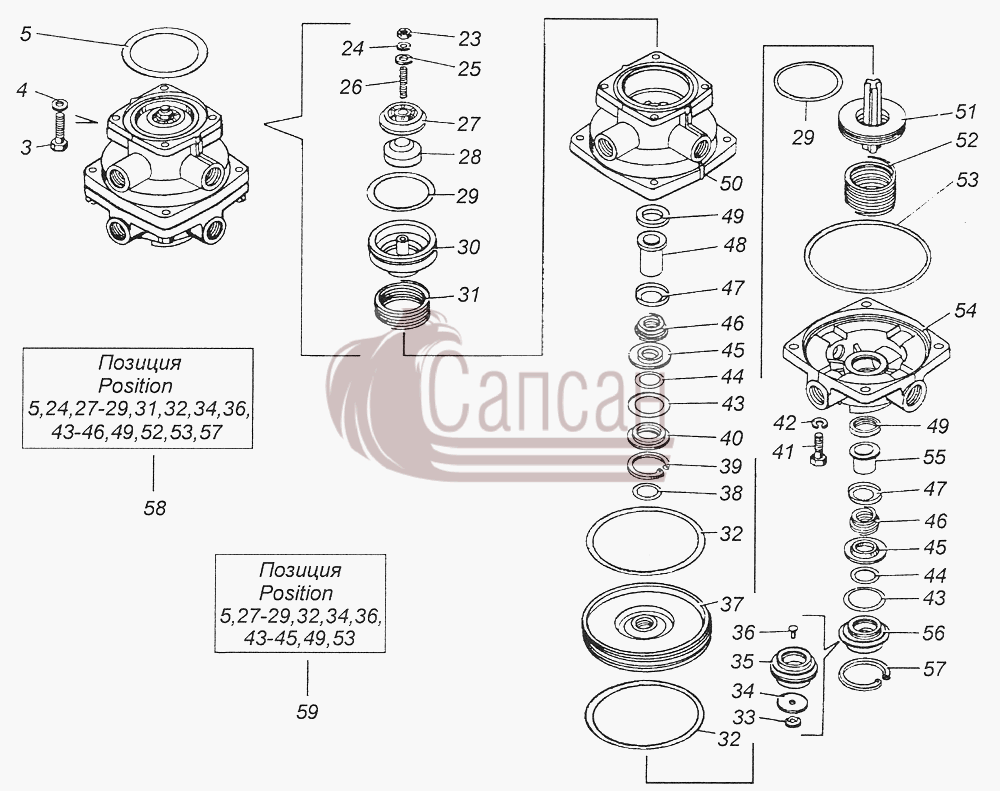 100-3514108-10 Кран тормозной двухсекционныйКамАЗ-43261 (Евро-1, 2)