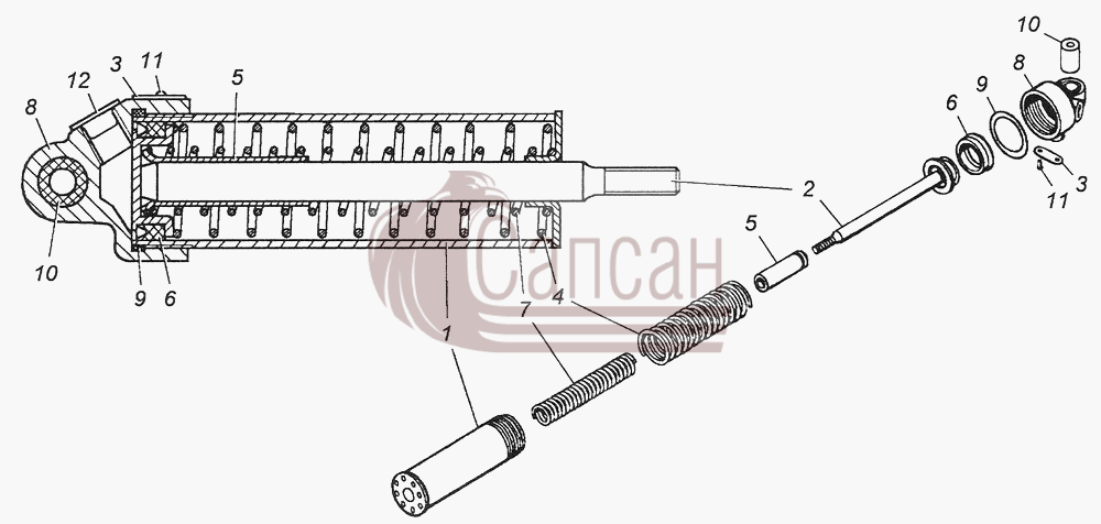 100-3570210 Цилиндр управления заслонкой в сбореКамАЗ-43261 (Евро-1, 2)
