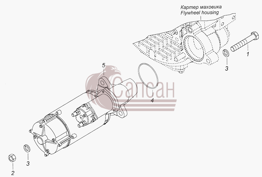 740.13-3708005 Установка стартераКамАЗ-43261 (Евро-1, 2)