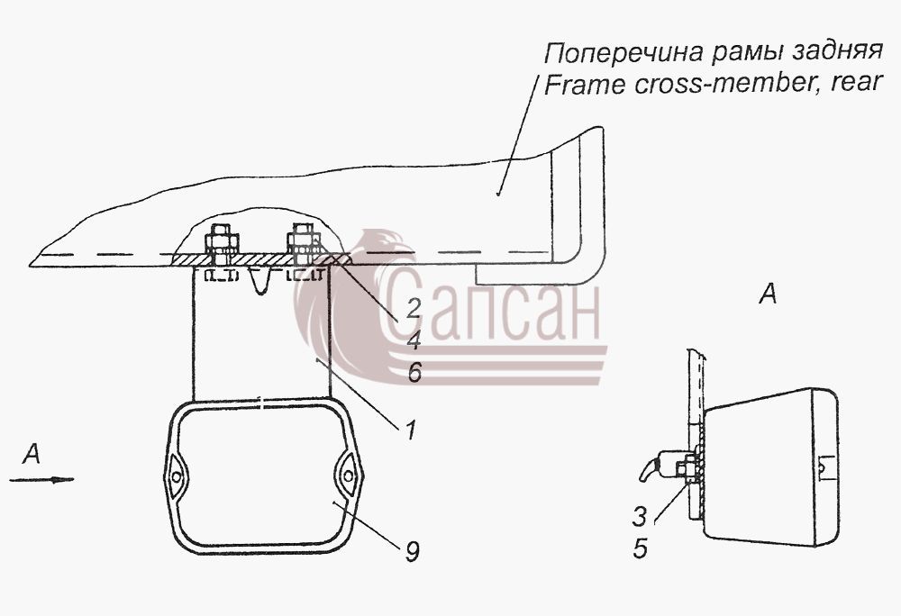 55112-3716006 Установка фонаря заднего ходаКамАЗ-43261 (Евро-1, 2)