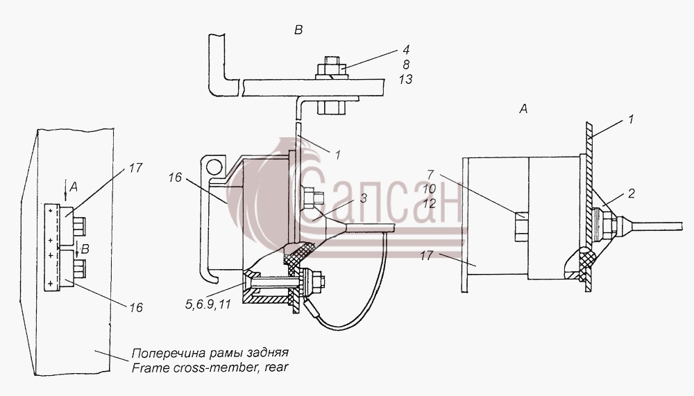 43114-3723003-70 Установка розеток прицепаКамАЗ-43261 (Евро-1, 2)