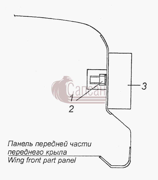 54115-3731001 Установка боковых габаритных фонарей на переднем крылеКамАЗ-43261 (Евро-1, 2)