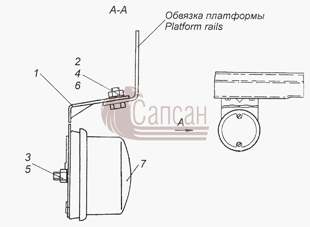 53215-3731002 Установка задних контурных фонарейКамАЗ-43261 (Евро-1, 2)