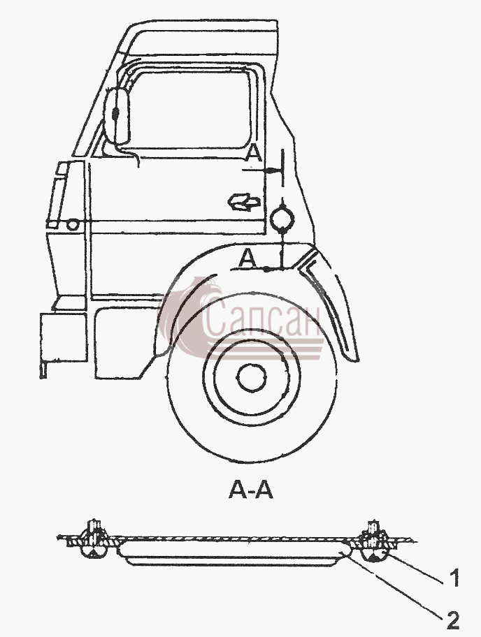 53212-8208001 Установка световозвращателей на кабинеКамАЗ-43261 (Евро-1, 2)