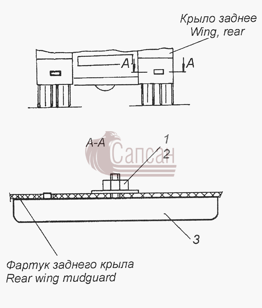 65115-8208003-04 Установка задних световозвращателейКамАЗ-43261 (Евро-1, 2)