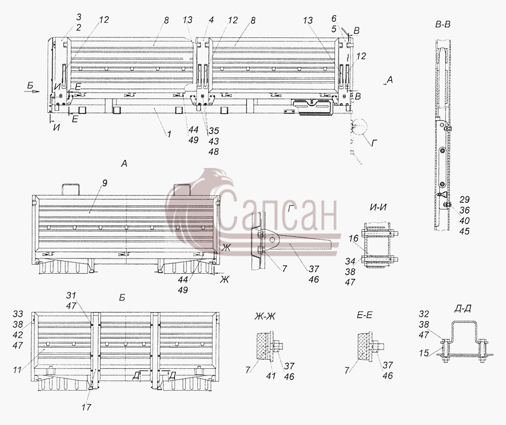 43501-8500010-81 ПлатформаКамАЗ-43261 (Евро-1, 2)