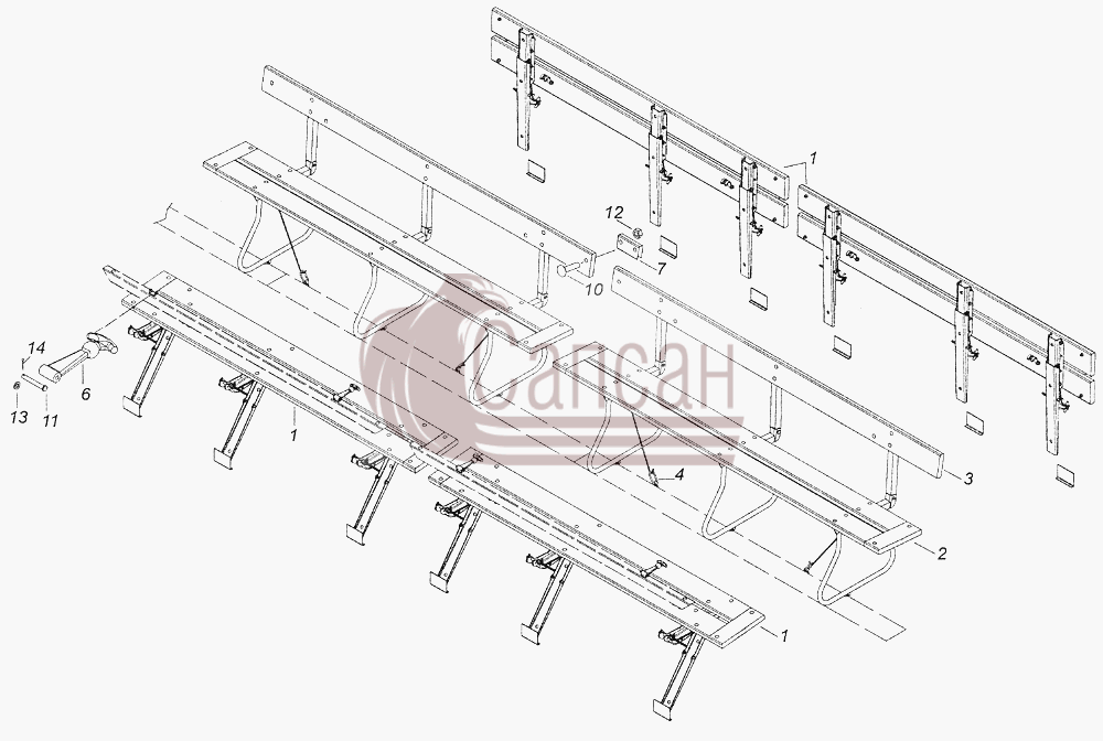 43501-8506008-81 Установка скамеекКамАЗ-43261 (Евро-1, 2)