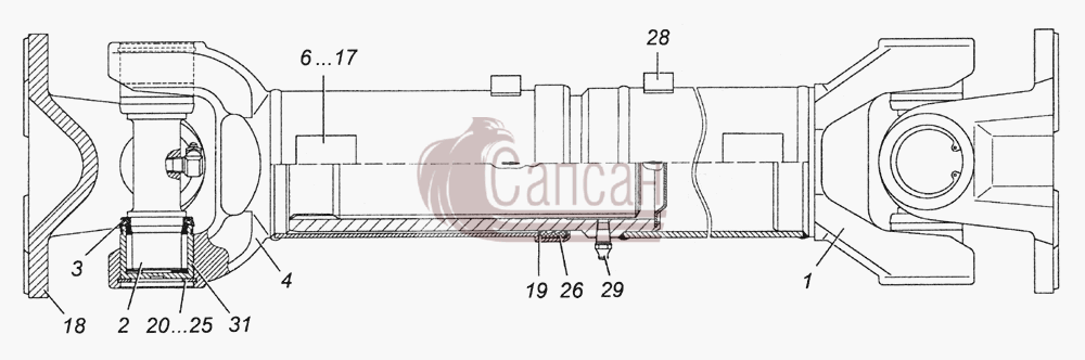 4326-2201011-10 Вал карданный заднего моста в сбореКамАЗ 6350 8х8