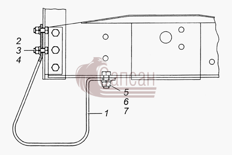 4310-2804003 Установка заднего буфераКамАЗ 5350 6х6