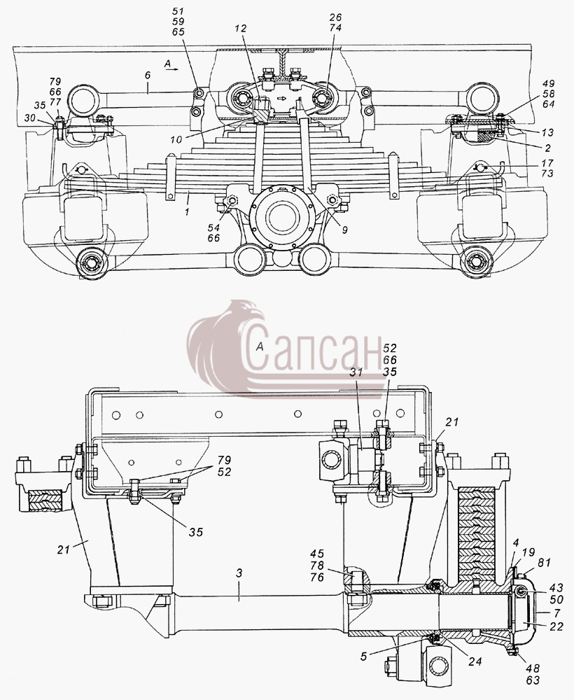 53228-2900002-10 Подвеска задняя в сбореКамАЗ 5350 6х6