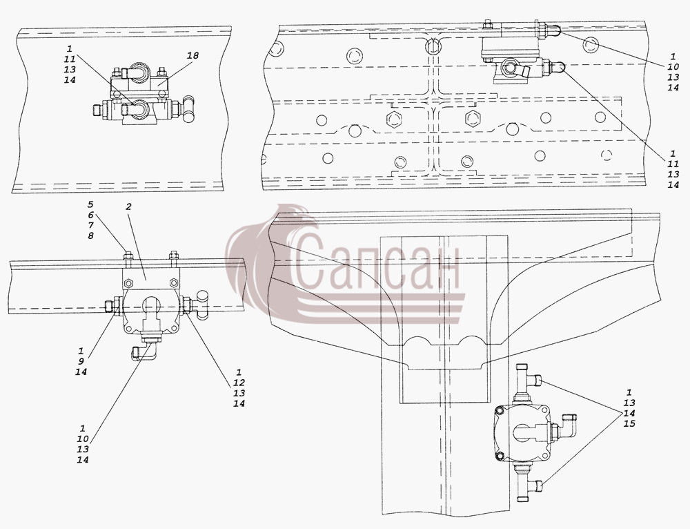 43101-3500018 Установка ускорительных клапановКамАЗ 6350 8х8