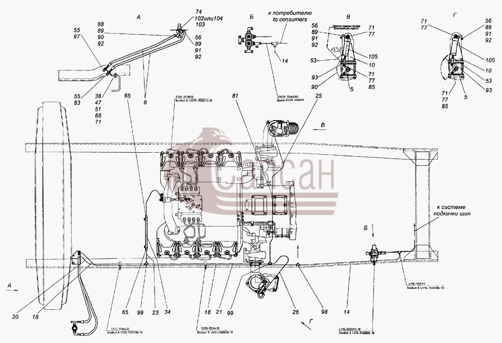 43114-3500070 Тормоз вспомогательный и его приводКамАЗ 4350 4х4