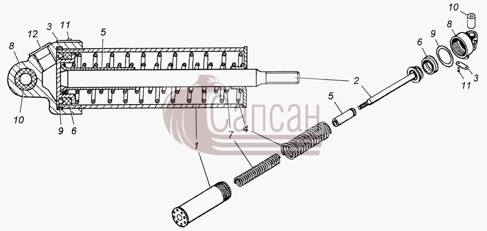 100-3570210 Цилиндр пневматический 35x65 в сбореКамАЗ 6350 8х8