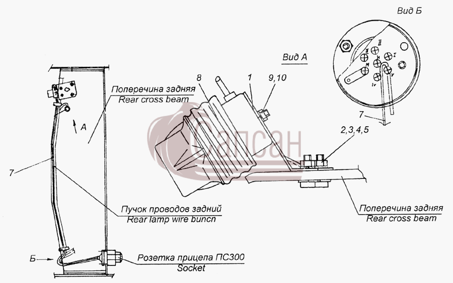 4310-3719101 Установка фонаря подкузовногоКамАЗ 5350 6х6