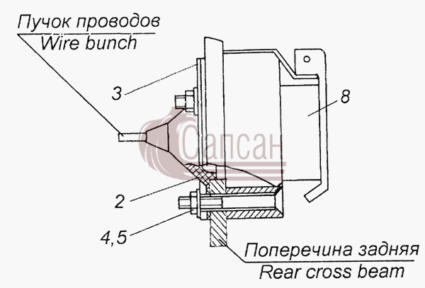 43114-3723002 Установка розетки переносной лампыКамАЗ 6350 8х8