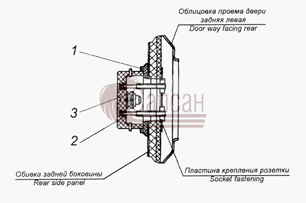 43101-3723005 Установка розетки переносной лампыКамАЗ 6350 8х8