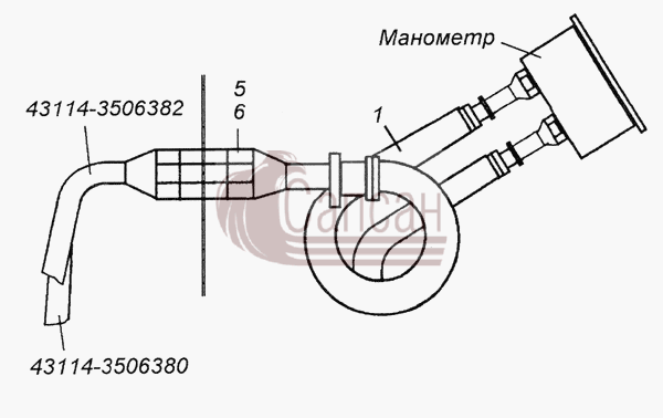 43114-3830001 Установка трубопроводов к манометруКамАЗ 4350 4х4