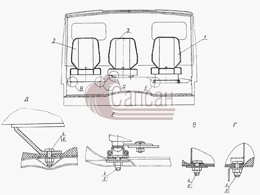 53205-5000120-10 Установка сиденийКамАЗ 6350 8х8