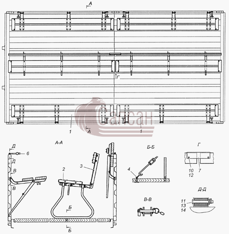 5350-8506008-70 Установка скамеекКамАЗ 6350 8х8
