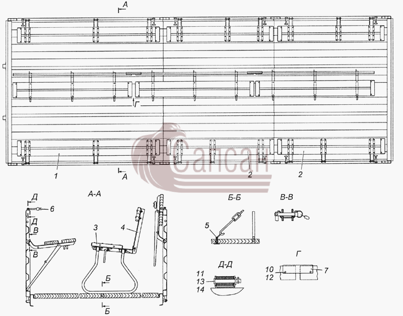 6350-8506008-70 Установка скамеекКамАЗ 5350 6х6