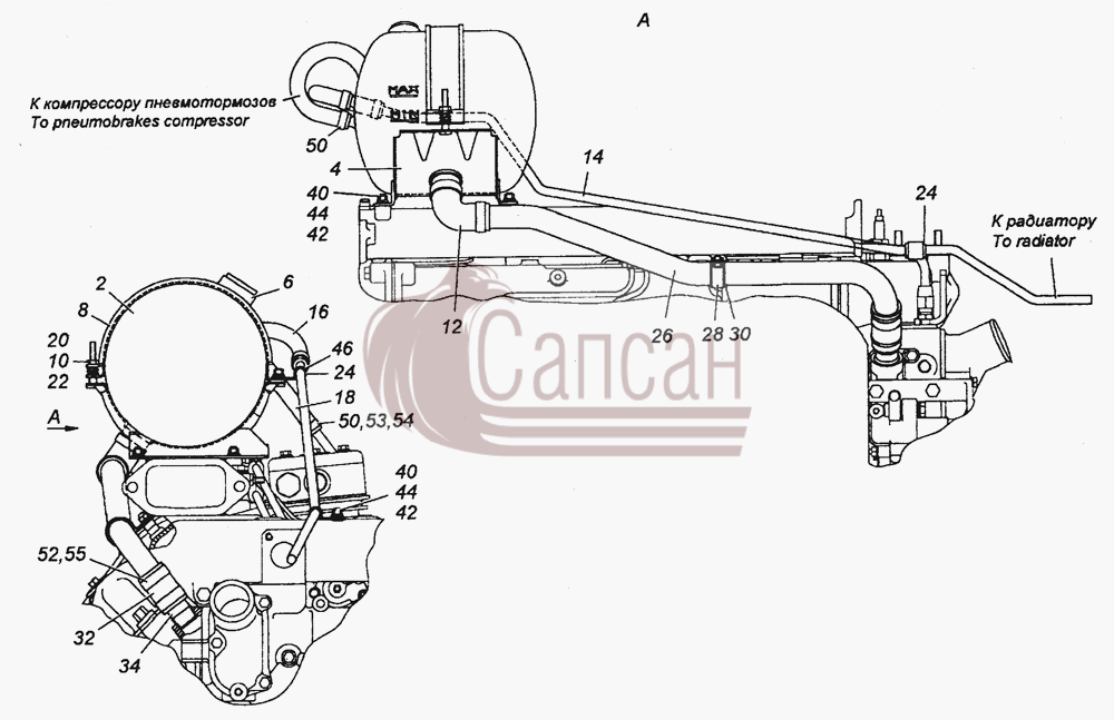 6520-1311005 Установка расширительного бачкаКамАЗ 53501 6х6