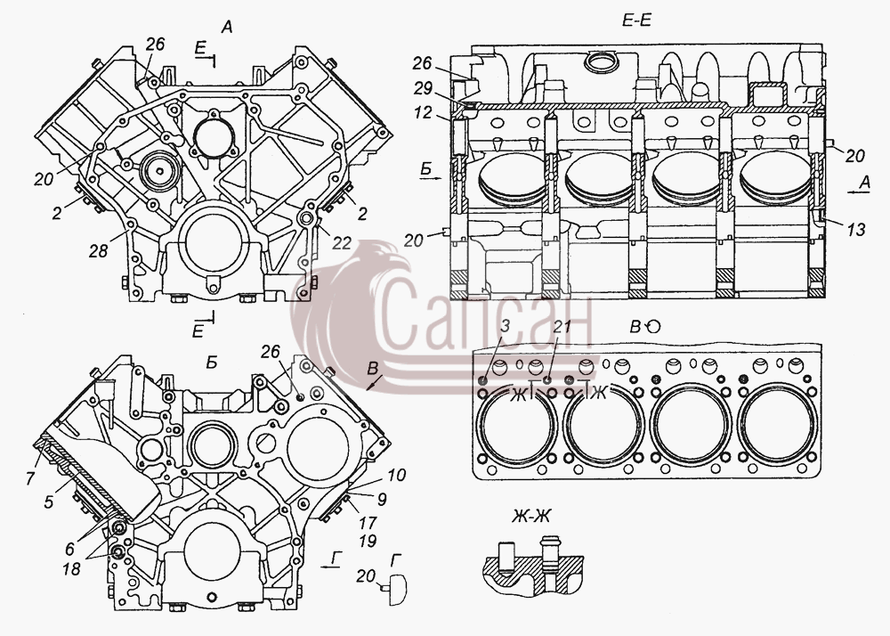 740.13-1002010 Блок цилиндров в сбореКамАЗ 53504 6х6