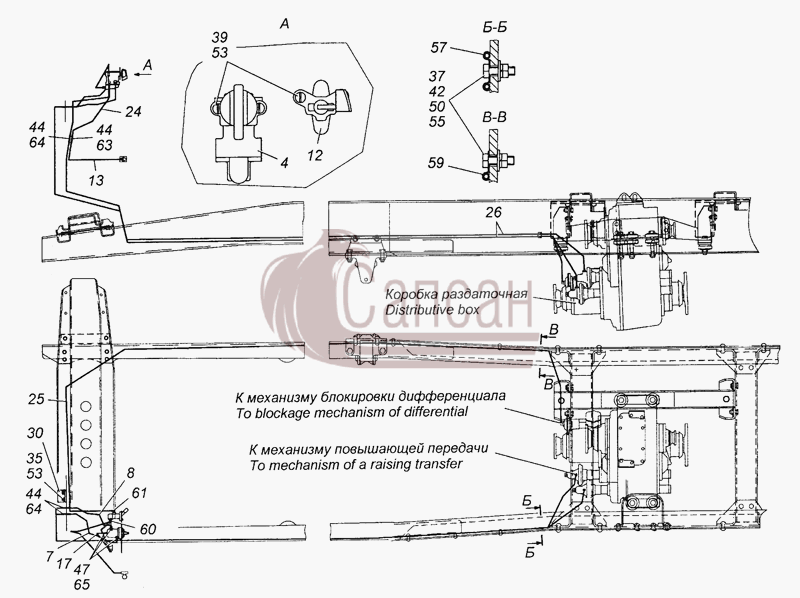 43114-1800009 Установка управления раздаточной коробкиКамАЗ 6450 8х8
