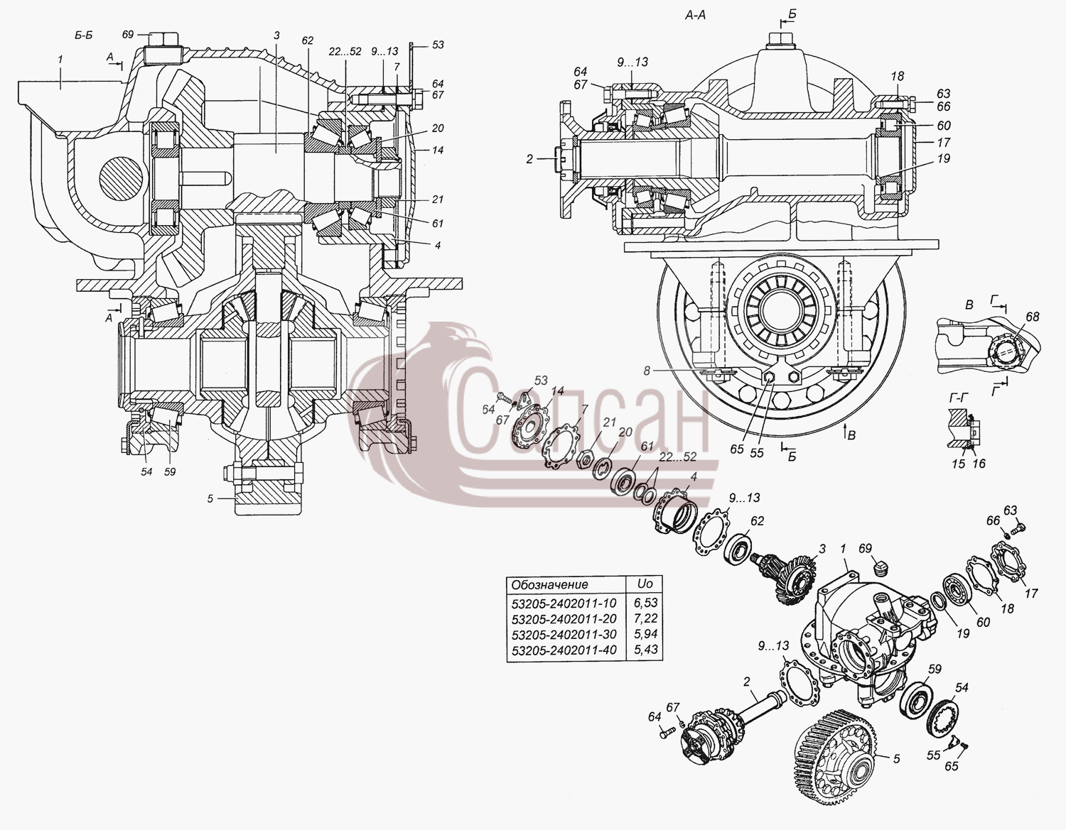 53205-2402011-10 Передача главная заднего моста в сбореКамАЗ 43501 4х4