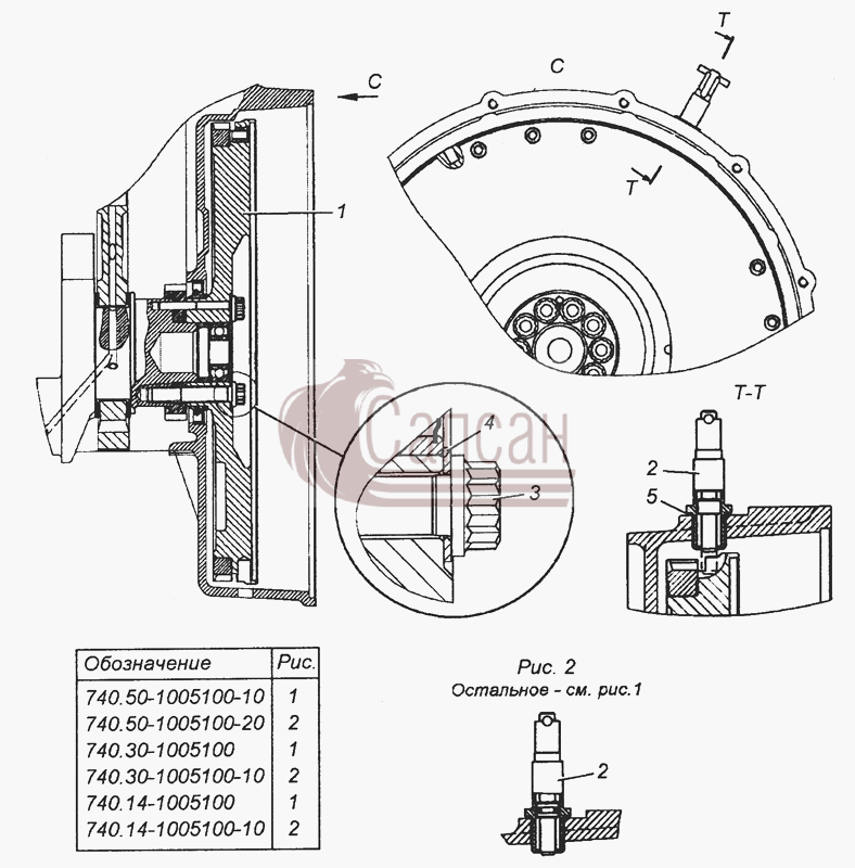 740.50-1005100-10 Установка маховика и фиксатораКамАЗ 53501 6х6