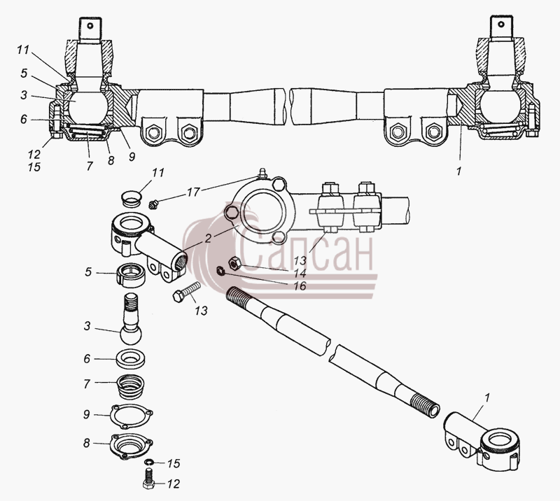 6350-3414130-10 Тяга промежуточнаяКамАЗ 53501 6х6