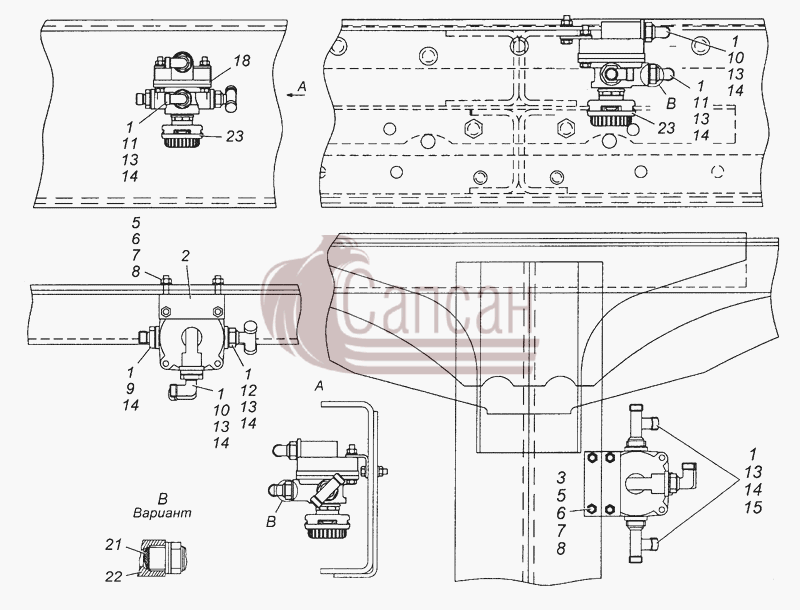 43101-3500018 Установка ускорительных клапановКамАЗ 43501 4х4