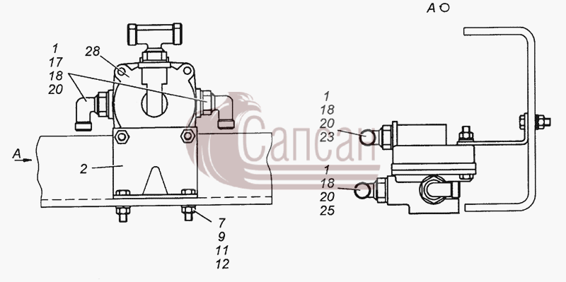 6350-3500018 Установка ускорительного клапанаКамАЗ 53501 6х6