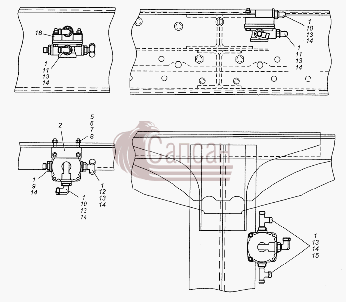 6350-3500018-10 Установка ускорительных клапановКамАЗ 53501 6х6